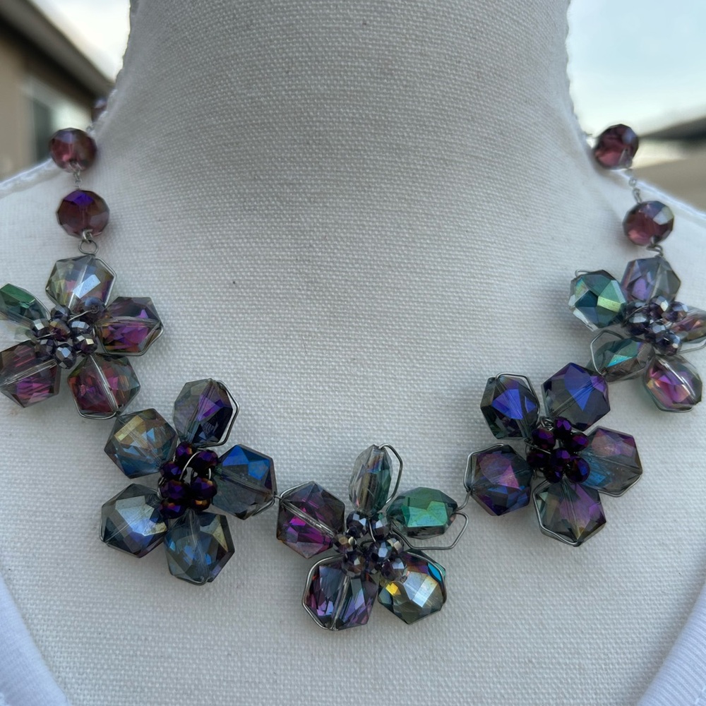 Multicolor Floral Crystal Necklace